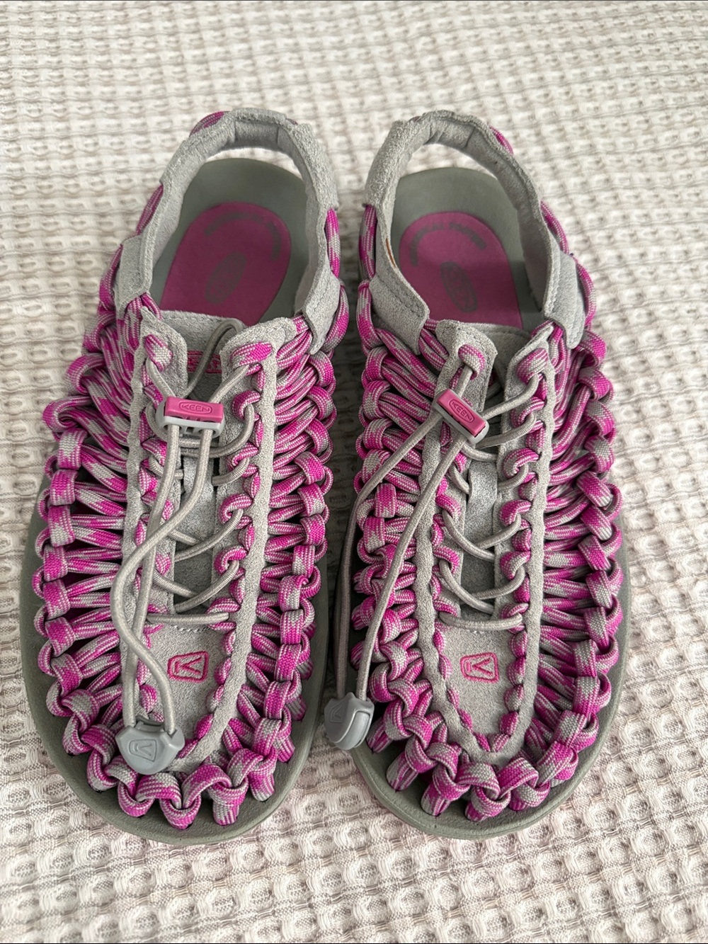 Keen Women's Pink and Gray Braided Outdoor Sandals in size 7